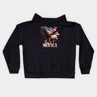 Eagle American patriotic Flag USA Flag 4th of july Merica Kids Hoodie